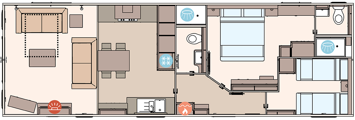 The Ambleside 40ft x 13ft x 2 Bedroom floorplan