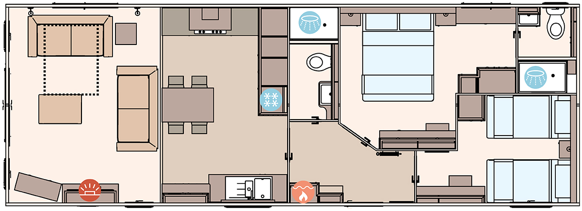 The Ambleside Premier 40ft x 14ft x 2 Bedroom  floorplan