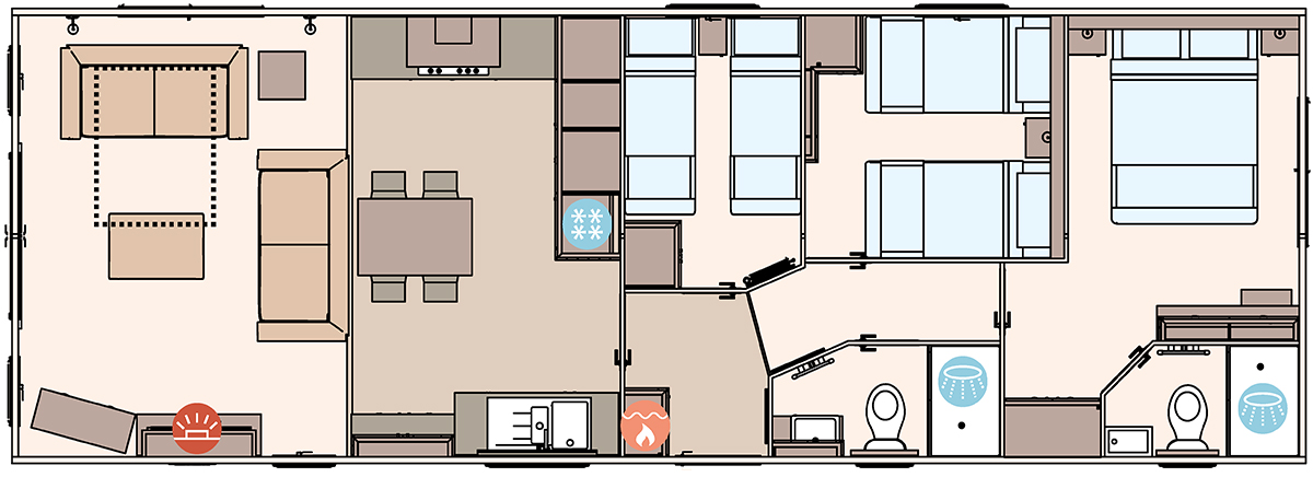 The Ambleside Premier 41ft x 14ft x 3 Bedroom  floorplan