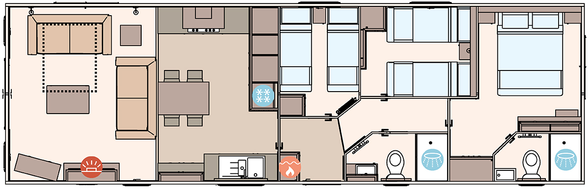 The Ambleside 41ft x 13ft x 3 Bedroom floorplan