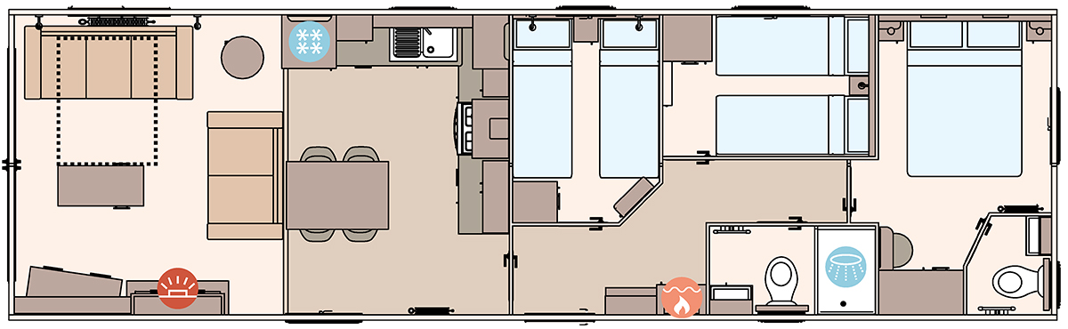 The Beverley 40ft x 12ft x 3 Bedroom floorplan