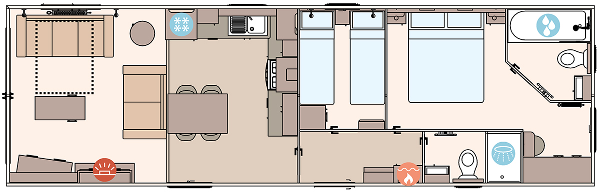 The Beverley 39ft x 12ft x 2 Bedroom floorplan