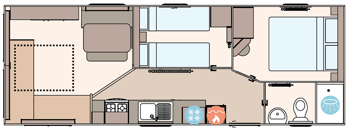 The Coworth 28ft x 10ft x 2 Bedroom  floorplan