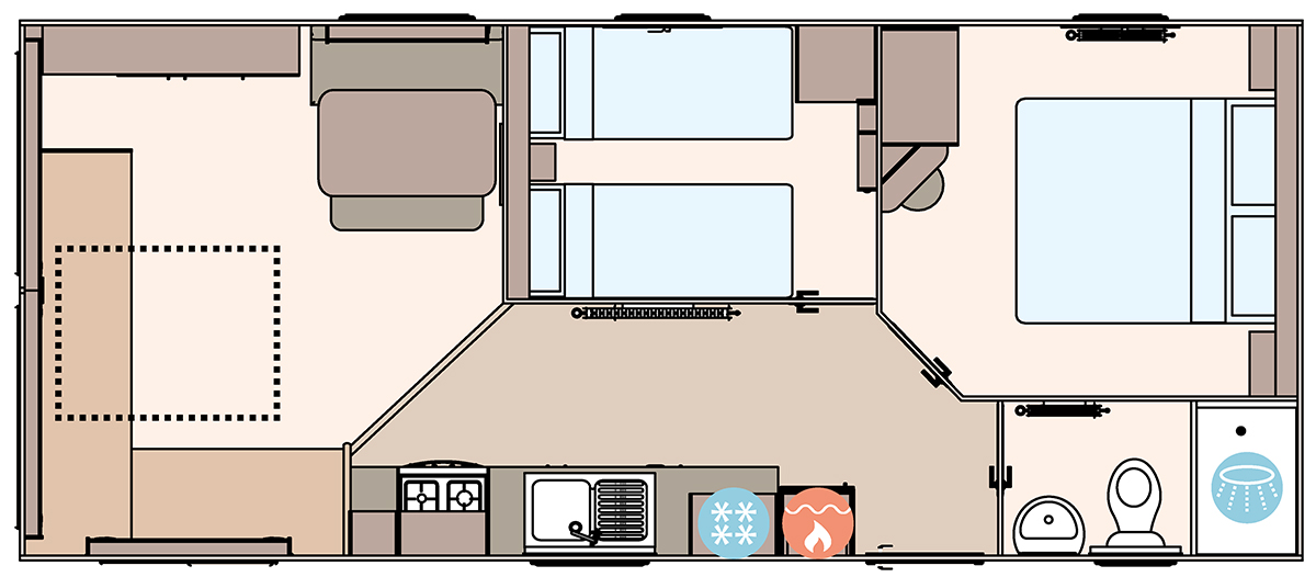 The Coworth 28ft x 12ft x 2 Bedroom  floorplan