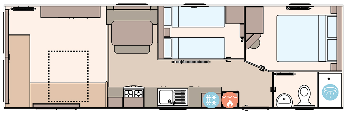 The Coworth 32ft x 10ft x 2 Bedroom floorplan