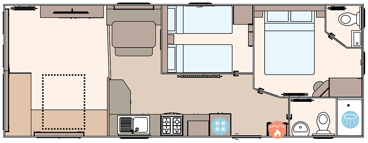 The Coworth 32ft x 12ft x 2 Bedroom  floorplan