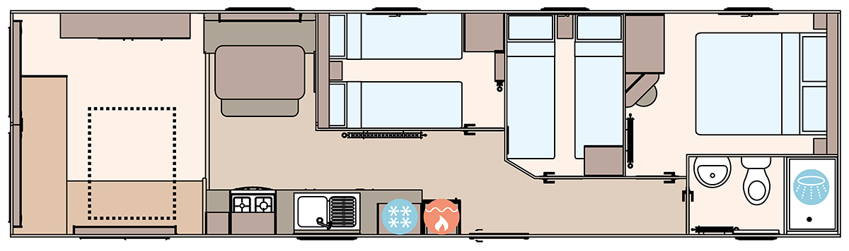 The Coworth 36ft x 10ft x 3 Bedroom  floorplan