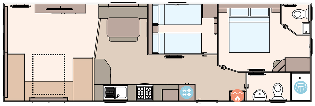 The Coworth 36ft x 12ft x 2 Bedroom floorplan