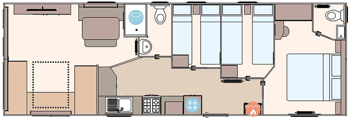 The Coworth 36ft x 12ft x 3 Bedroom floorplan