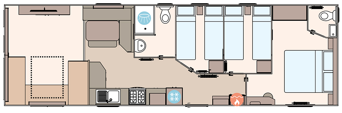 The Coworth 39ft x 12ft x 3 Bedroom floorplan