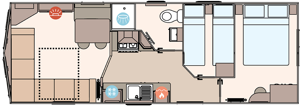 The Keswick 28ft x 10ft x 2 Bedroom  floorplan