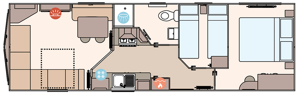 The Keswick 32ft x 10ft x 2 Bedroom  floorplan