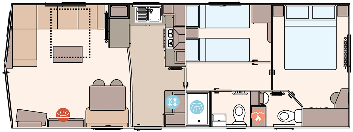 The Keswick 32ft x 12ft x 2 Bedroom floorplan