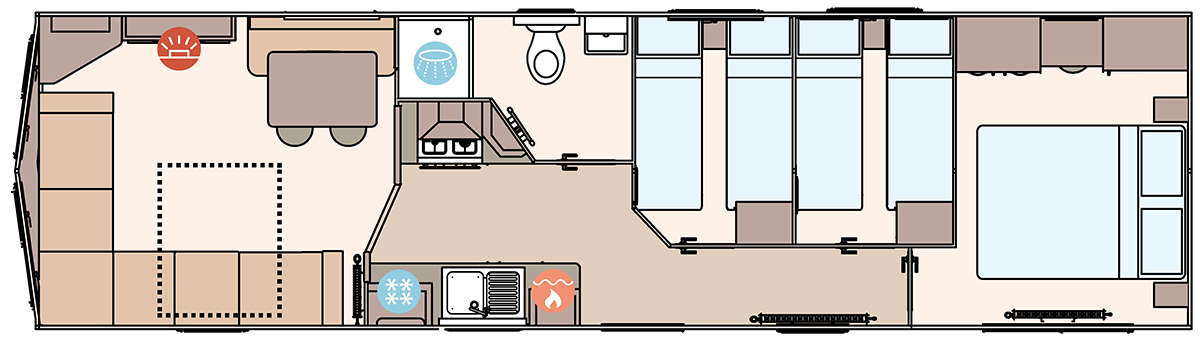 The Keswick 36ft x 10ft x 3 Bedroom  floorplan