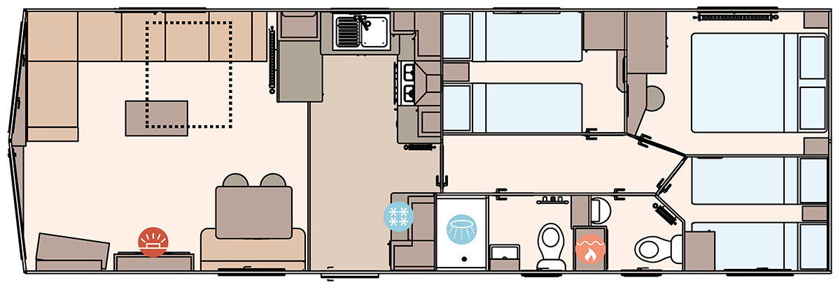 The Keswick 36ft x 12ft x 3 Bedroom  floorplan