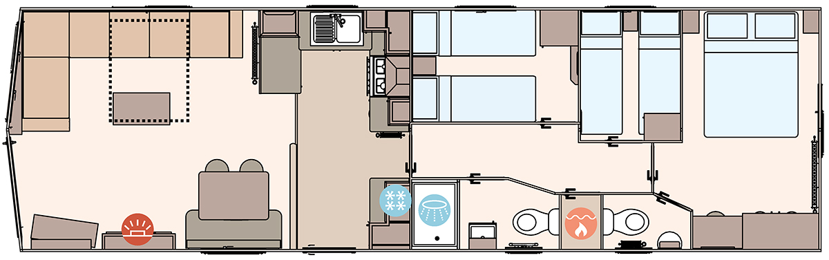 The Keswick 39ft x 12ft x 3 Bedroom floorplan