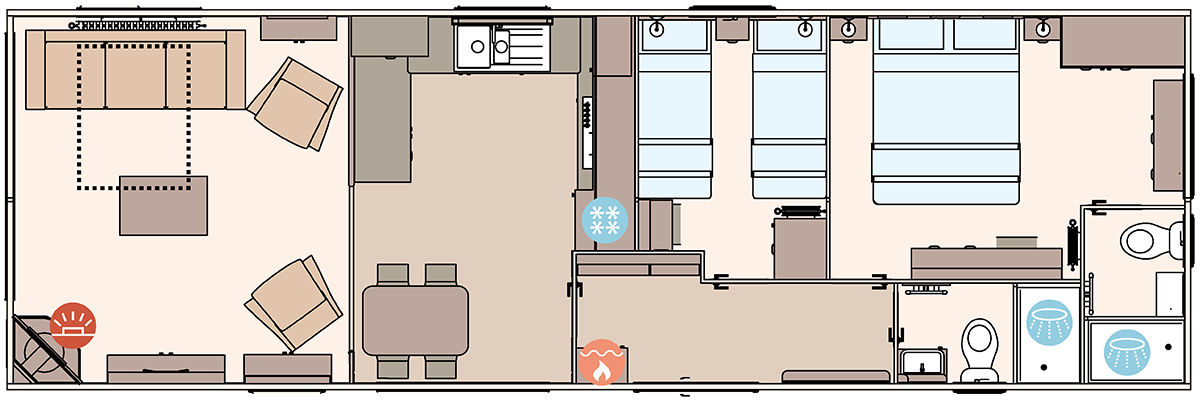 The Langdale 40ft x 13ft x 2 Bedroom floorplan