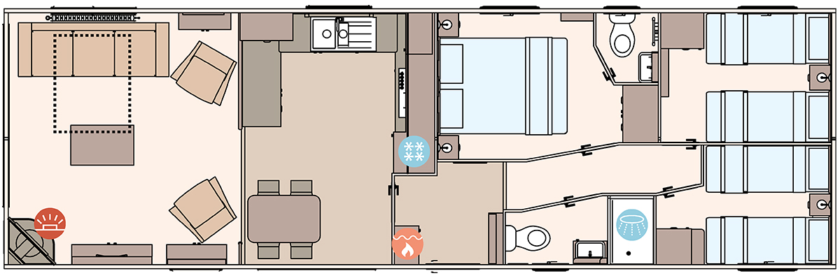 The Langdale 41ft x 13ft x 3 Bedroom floorplan