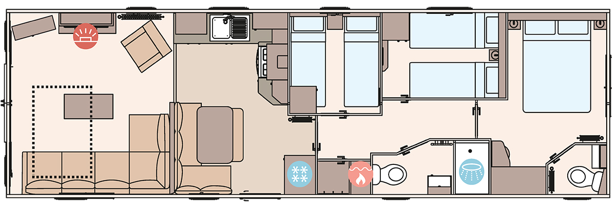 The Wimbledon 40ft x 12ft x 3 Bedroom floorplan