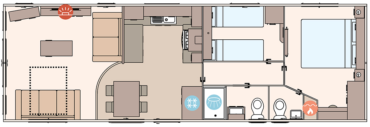 The St David 37ft x 12ft x 2 Bedroom floorplan