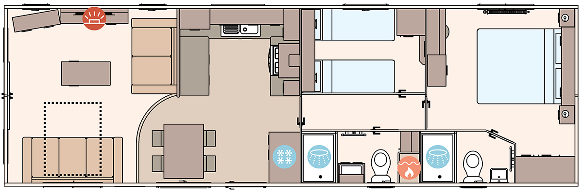 The St David 38ft x 12ft x 2 Bedroom floorplan