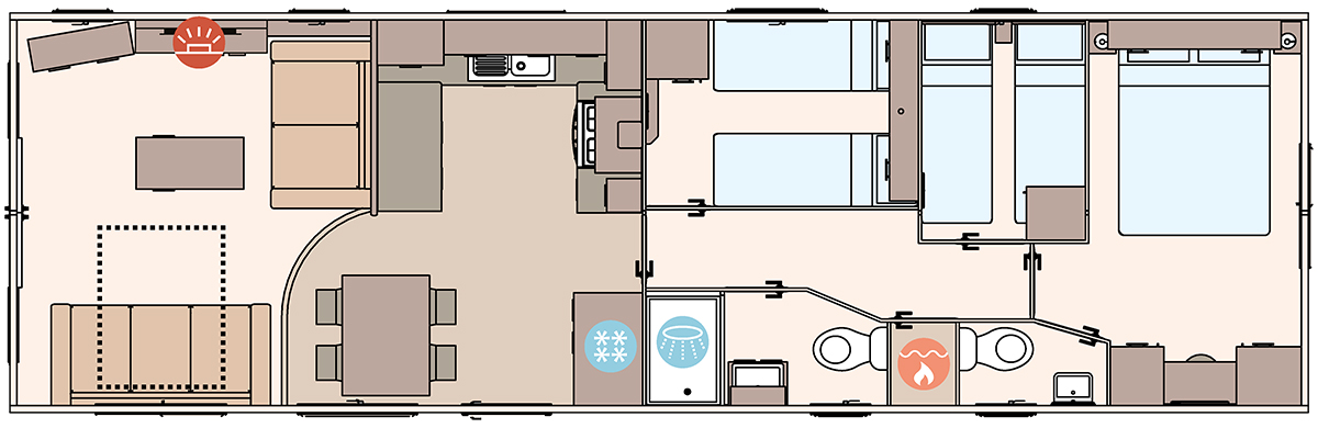 The St David 39ft x 12ft x 3 Bedroom floorplan