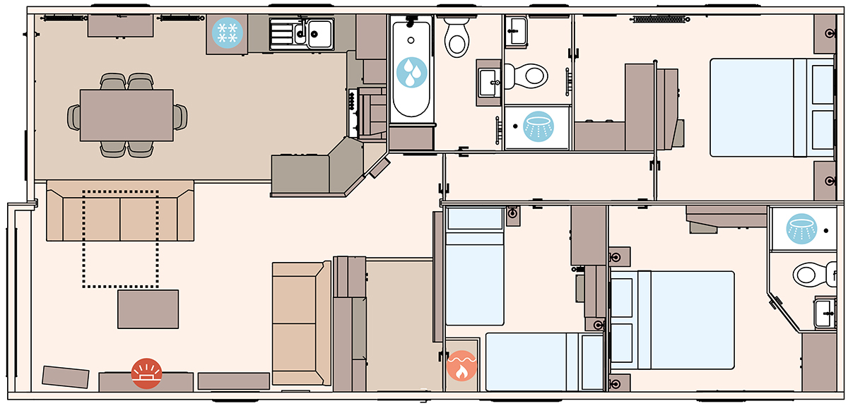 The Kielder Exclusive 42 x 20 3 Bedroom (Double Bed With Ensuite Option) floorplan