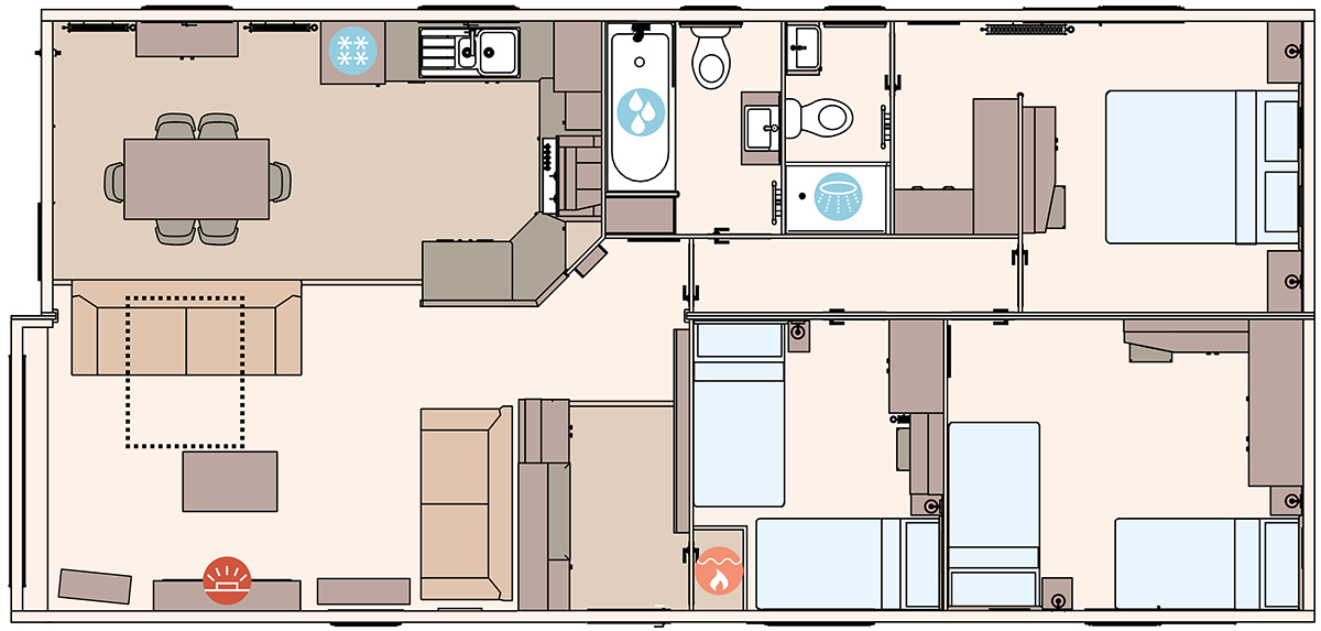 The Kielder Exclusive 42ft x 20ft x 3 Bedroom floorplan