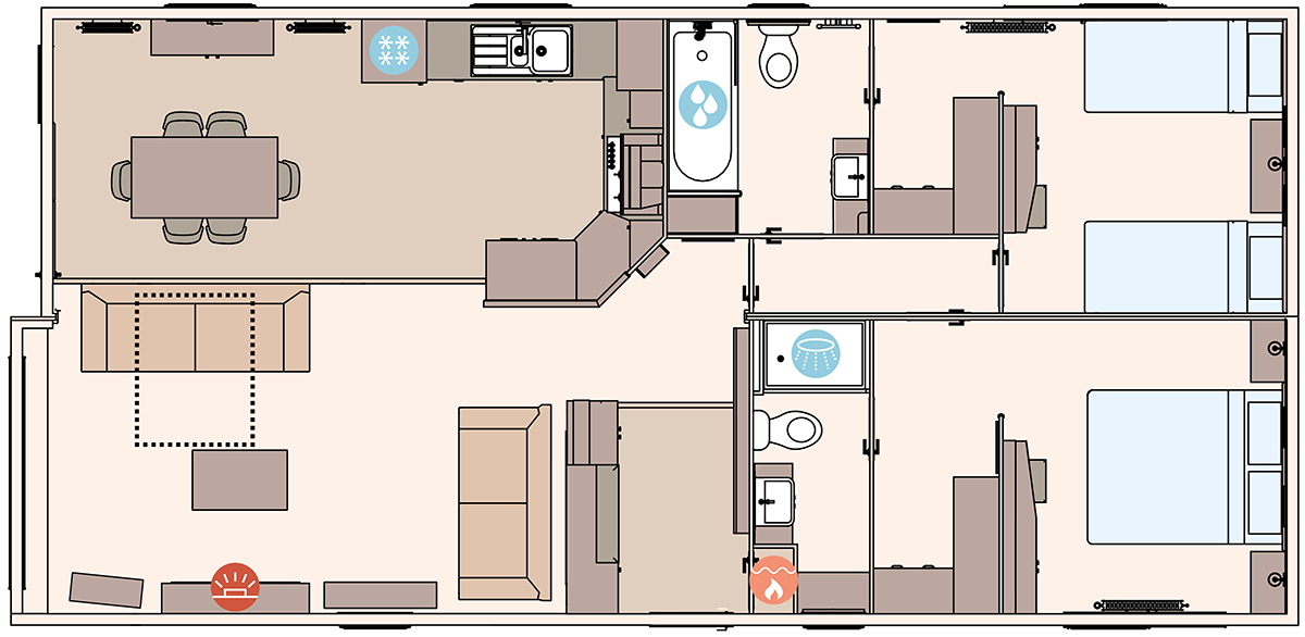 The Kielder Exclusive 41ft x 20ft x 2 Bedroom floorplan