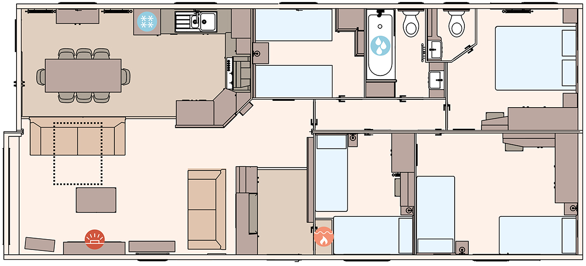 The Kielder Exclusive 45ft x 20ft x 4 Bedroom floorplan