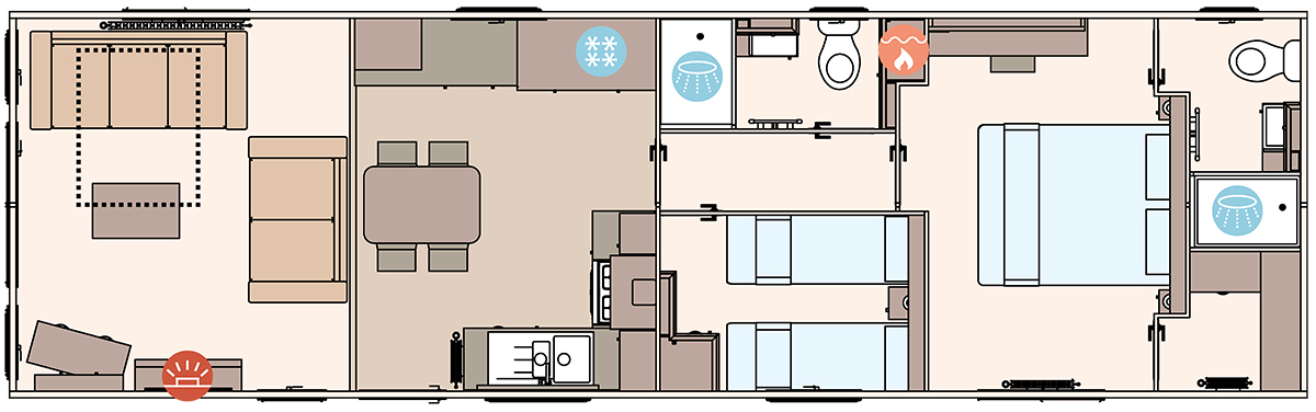 The Windermere 40ft x 12ft x 2 Bedroom  floorplan