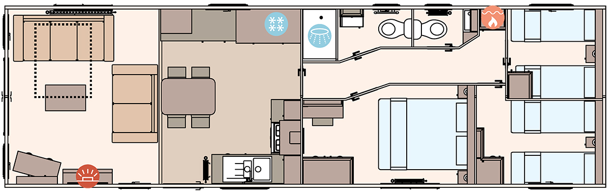 The Windermere 40ft x 12ft x 3 Bedroom  floorplan