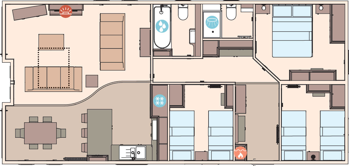 The Harrogate 42ft x 20ft x 3 Bedroom floorplan