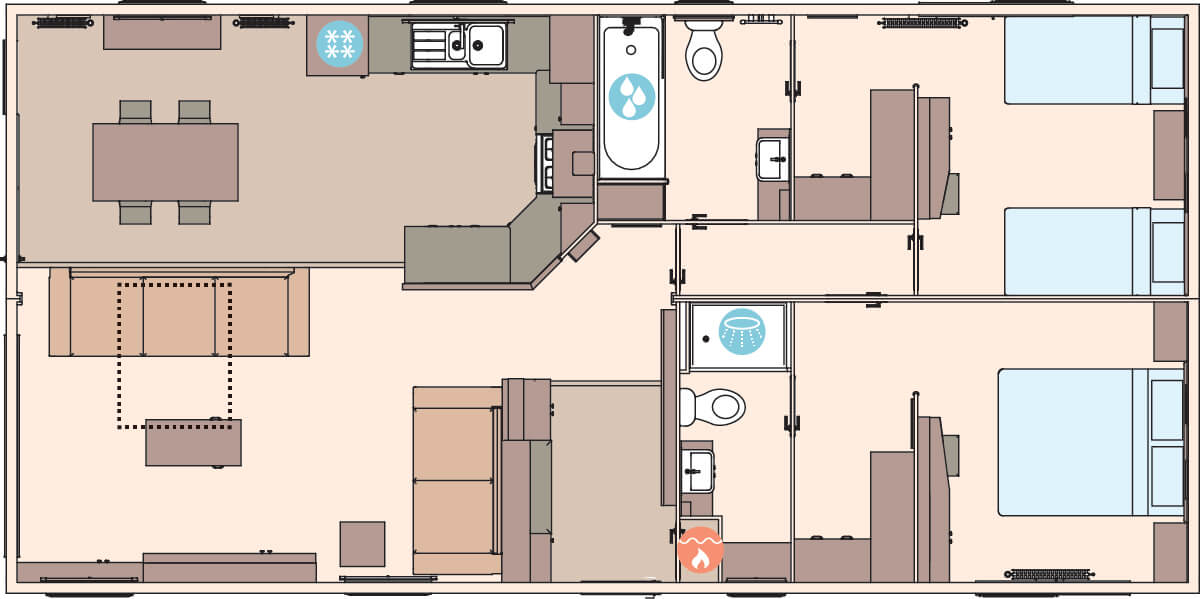 The Kielder 40ft x 20ft x 2 Bedroom floorplan