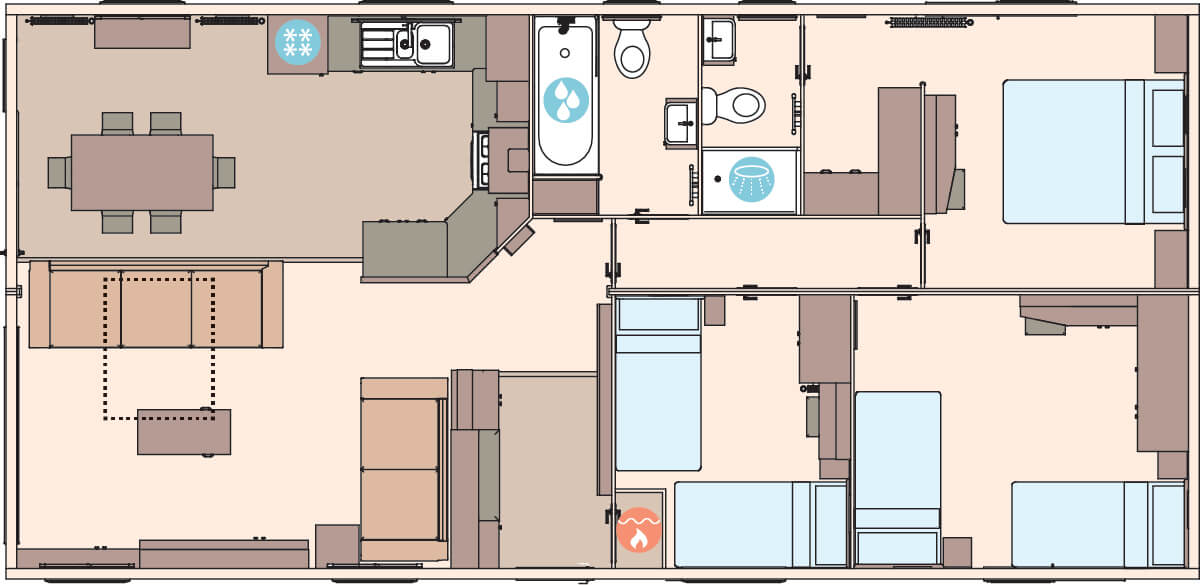 The Kielder 41ft x 20ft x 3 Bedroom floorplan