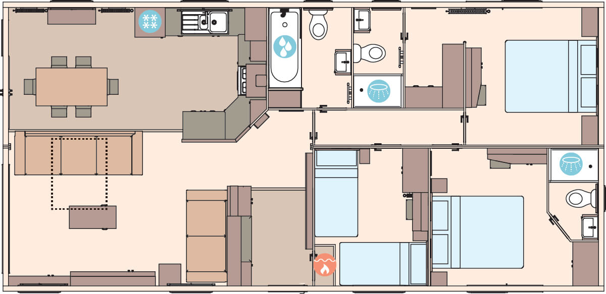 The Kielder 41 x 20 x 3 Bedroom (Double Bed with En Suite Option)  floorplan