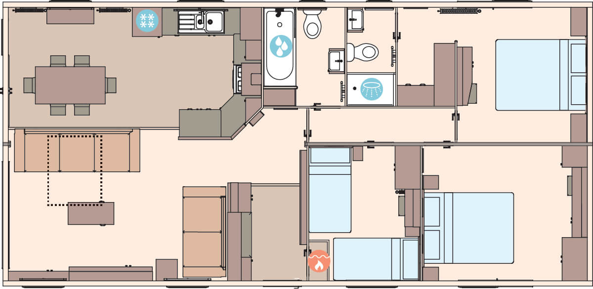 The Kielder 41 x 20 x 3 Bedroom (Double Bed Option) floorplan