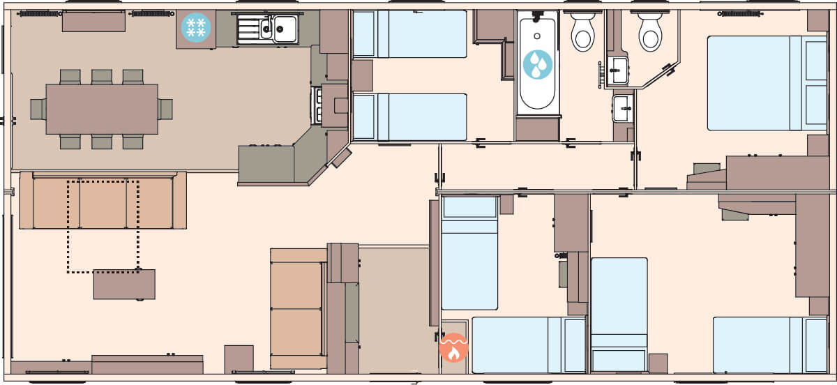 The Kielder 44ft x 20ft x 4 Bedroom floorplan