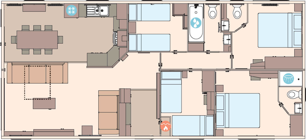 The Kielder 44 x 20 x 4 bedroom (Double Bed With Ensuite Option) floorplan