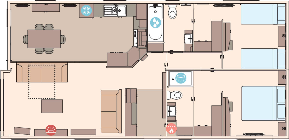 The Kielder Exclusive 41ft x 20ft x 2 Bedroom floorplan