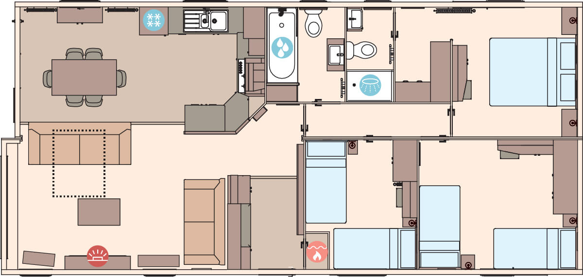 The Kielder Exclusive 42ft x 20ft x 3 Bedroom floorplan