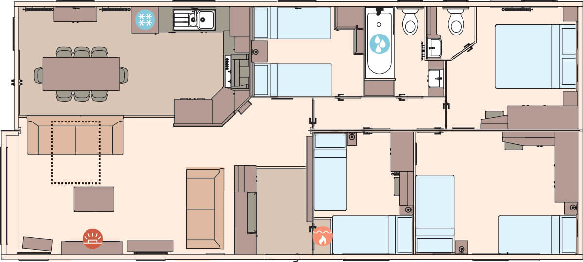 The Kielder Exclusive 45ft x 20ft x 4 Bedroom floorplan