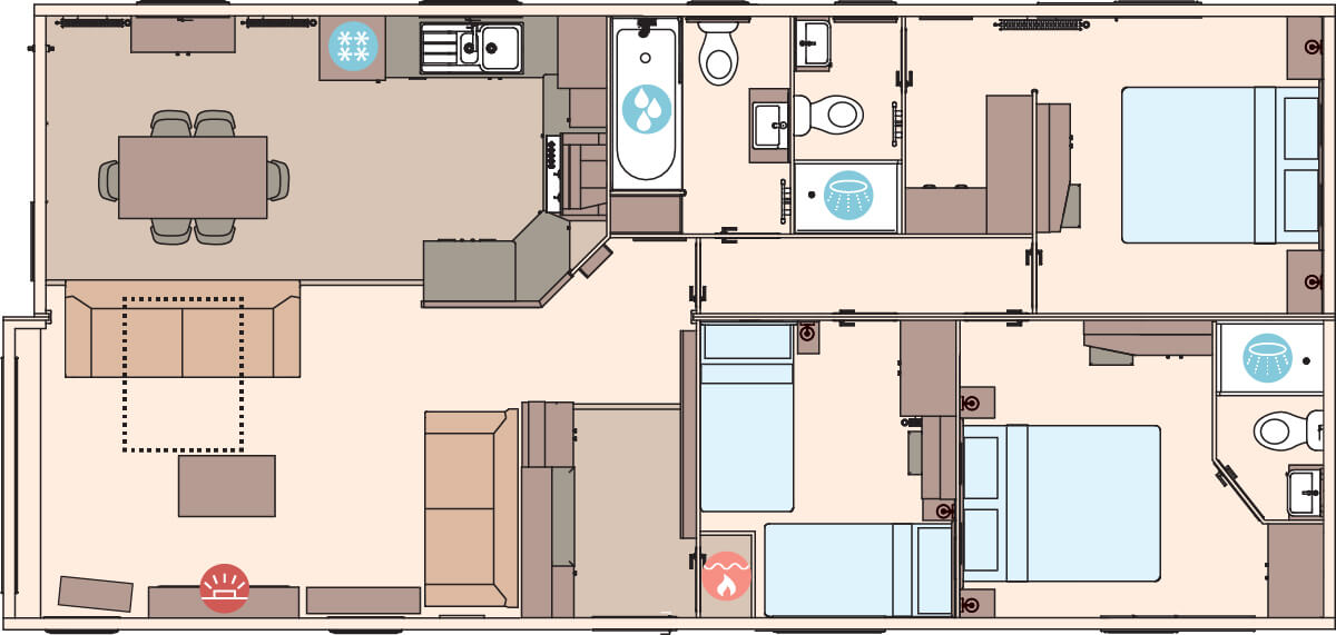 The Kielder Exclusive 42 x 20 3 Bedroom (Double Bed With Ensuite Option) floorplan