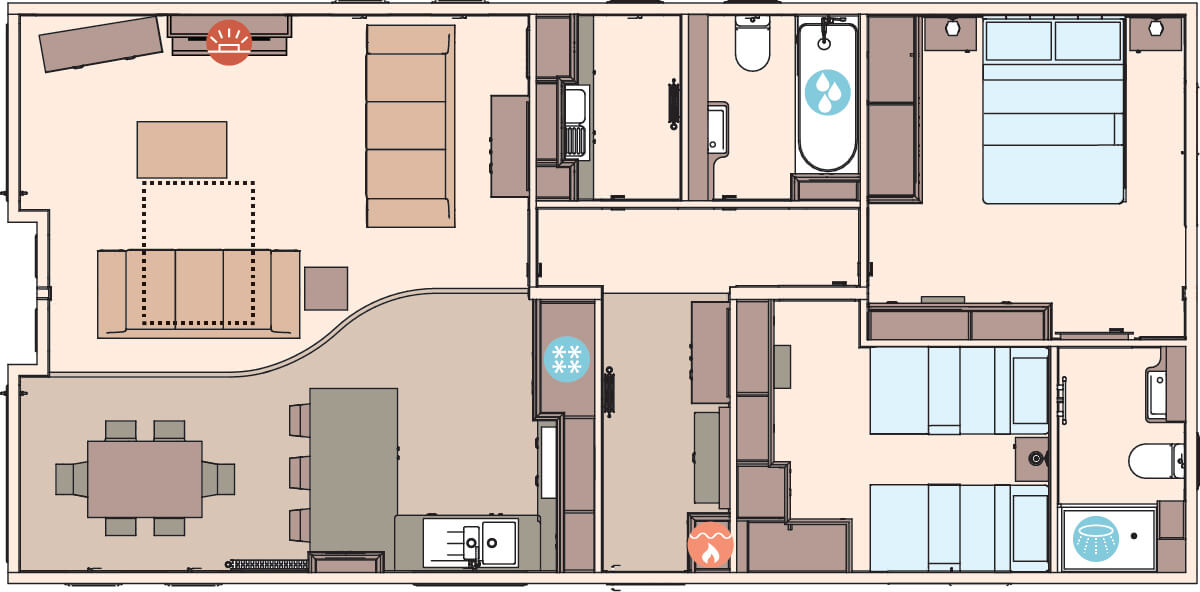 The Harrogate 41ft x 20ft x 2 Bedroom floorplan