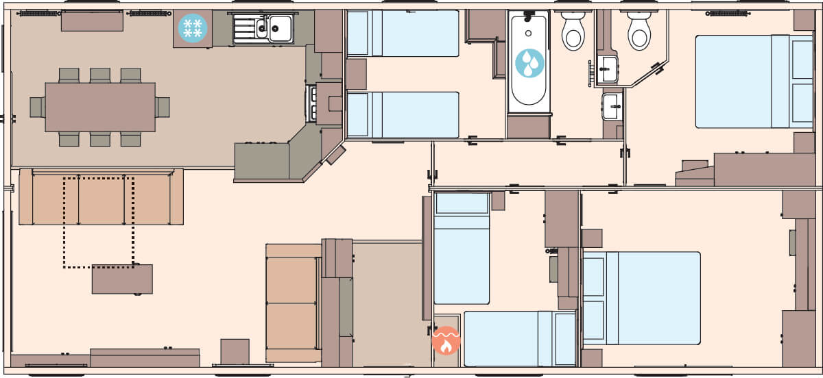 The Kielder 44 x 20 x 4 bedroom (Double Bed Option) floorplan